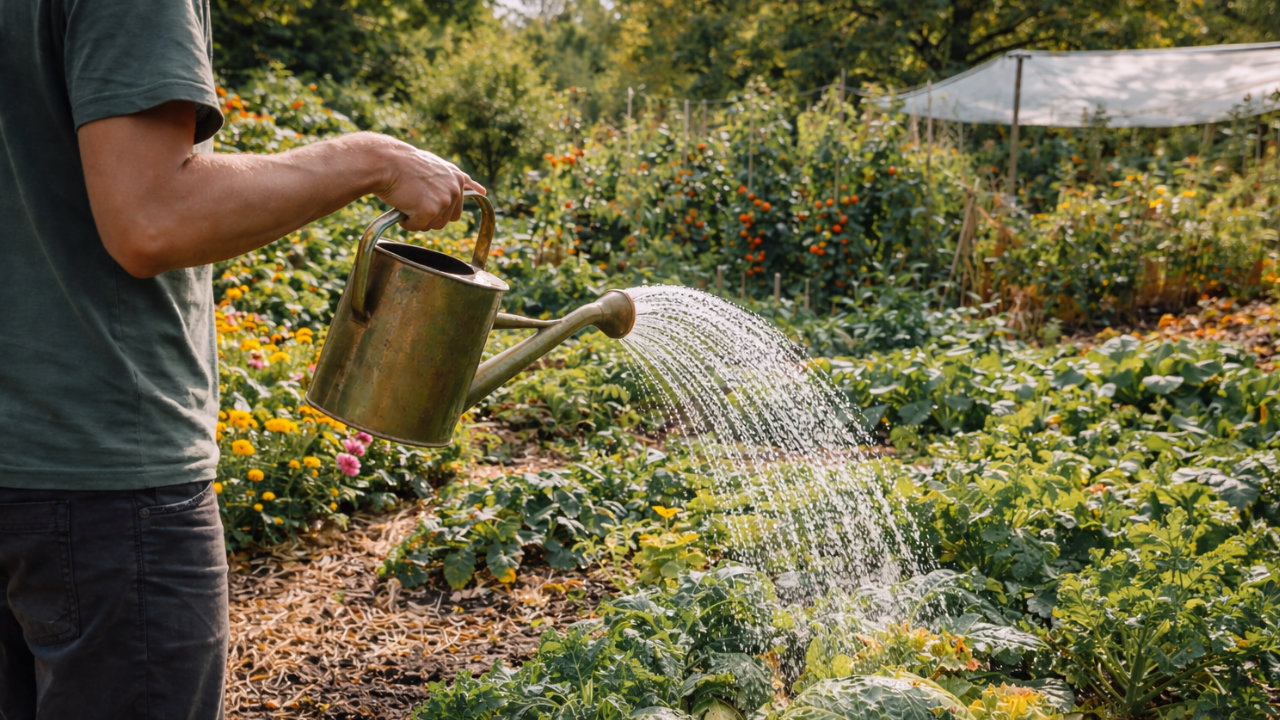 Zomerse moestuin in volle groei